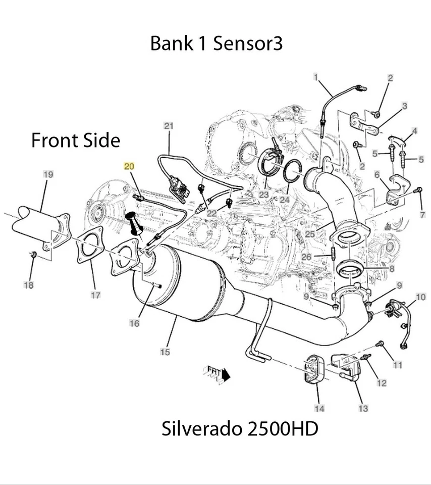 Exhaust Temperature Sensor Bank1 Sensor 3 or 5 2017-24 GMC Sierra 2500HD 3500HD - Image 3 of 4