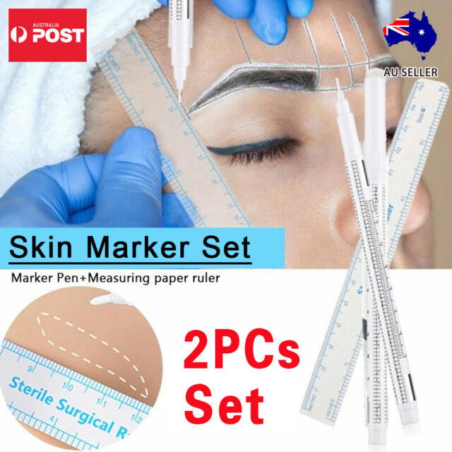 Eyebrow Skin Surgical White Marker Pen Ruler Microblading Tattoo Makeup Measure