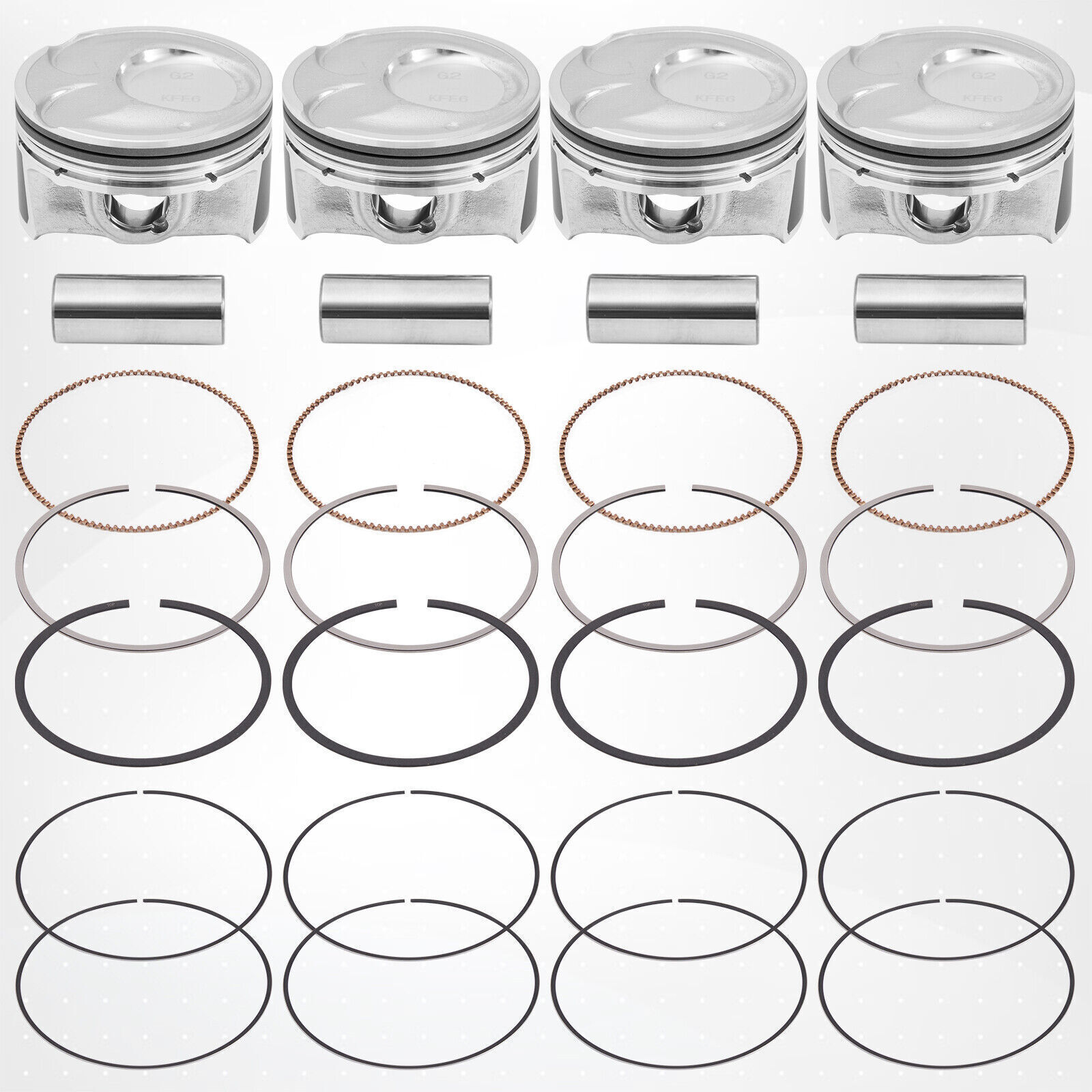 4 Piston & Ring Set 230412E210 Fits 2016-2018 Hyundai Elantra GT 2.0L L4 Gas Engine