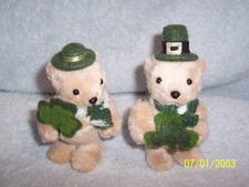 St, Patrick's Day Bears Set Of 2 New No Tag Or Box Approx. 4.5" Tall  5" Tall
