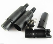 6pcs Female 3 Pin Mini DIN Female Jack Connector, Black ABS Plastic Handle