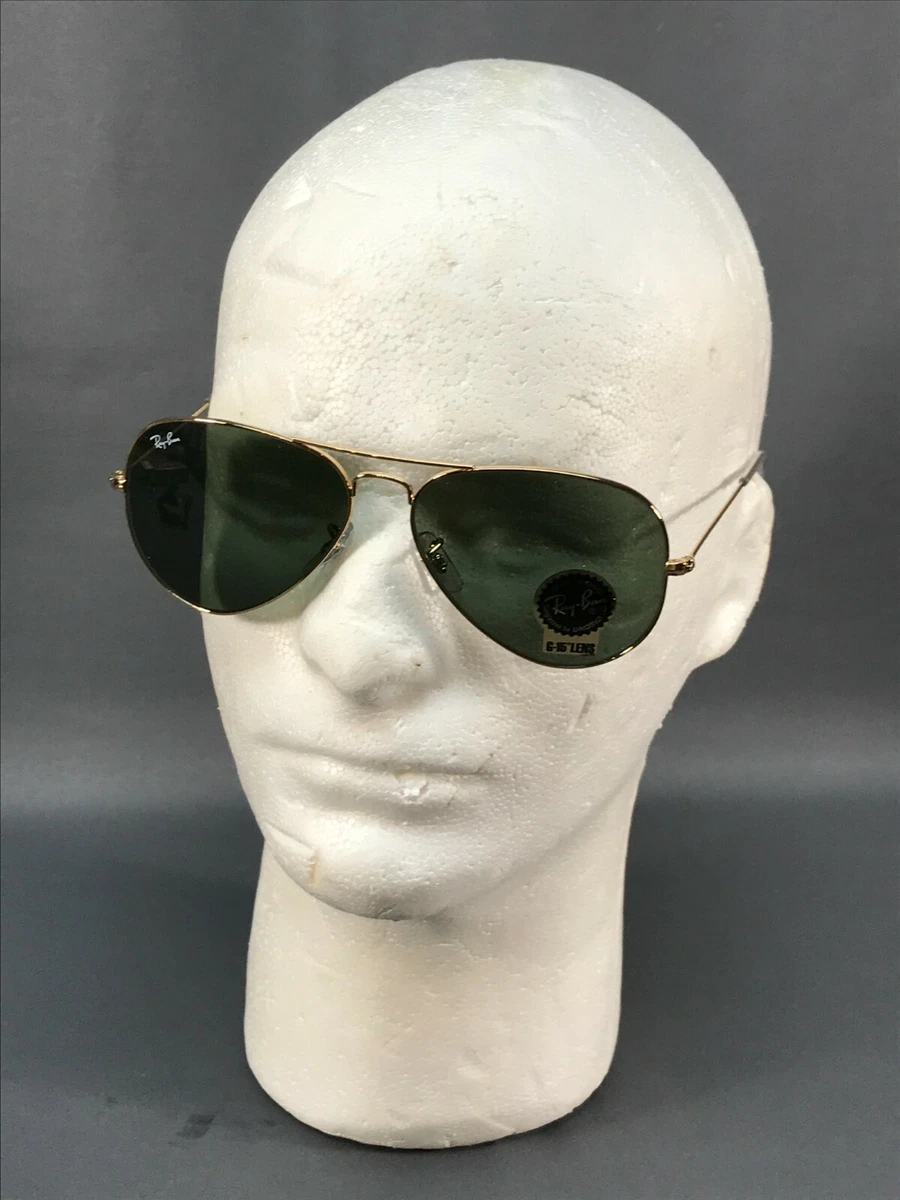 Ray Ban Aviator RB3025 L0205 Gold Frame Sunglasses With G 15 Green Lens 58MM NEW