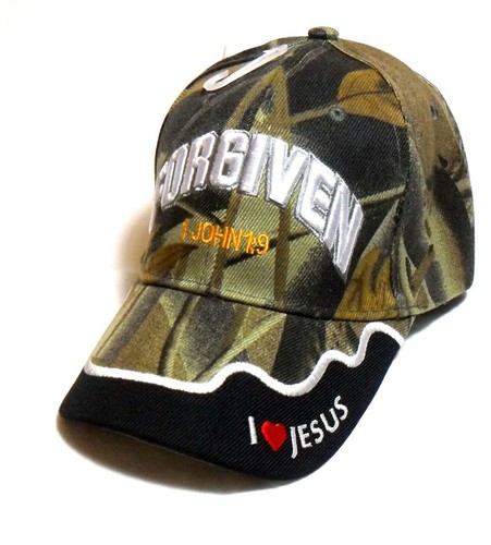 Camouflage Mens Ladies Baseball Cap HAT CAMO Religious “Forgiven” Bible ...