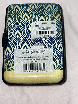 ラン Lady Jane Identity Theft Blocker Credit Card Case Wallet Peacock