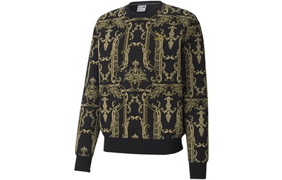 PUMA Luxe Aop Crew Casual Sports Round Neck Pullover Knit Sweatshirt