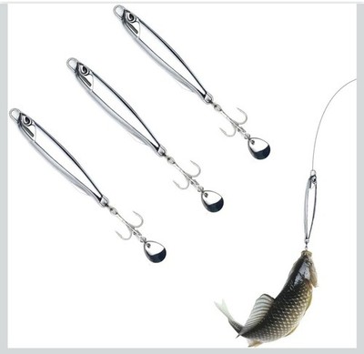 3 Stück Meeresangelköder, 30g Metall Spinner Angelgerät Set mit Drillinge Haken 