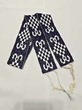 Vintage Native American Beaded Belt 28" Blue  White