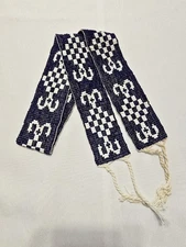 Vintage Native American Beaded Belt 28" Blue & White