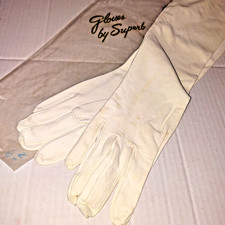 VTG 1960s Unused Gloves by Superb White Opera Length Washable 6.5"