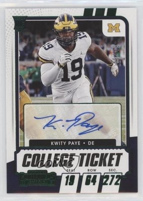 2021 Contenders Draft Picks Game Ticket Green /49 Kwity Paye Rookie Auto RC rf2