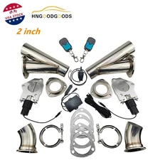 2" Double Electric Exhaust Valve Motor Y Headers Pipe Kit Manual & Remote Switch