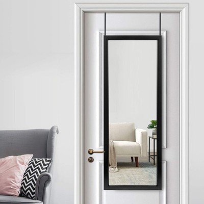 MIRUO 44''x16'' Over The Door Full Length Mirror, Hanging/Wall Mounted, Black