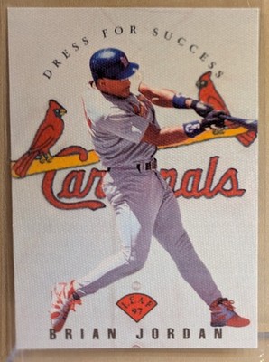 1997 Leaf DRESS FOR SUCESS #14 Brian Jordan RARE JERSEY FELT FEEL INSERT /3500