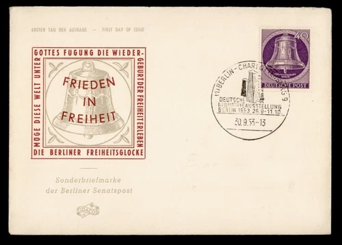 DR WHO 1953 GERMANY FDC BERLIN BELL FIDACOS CACHET M77168