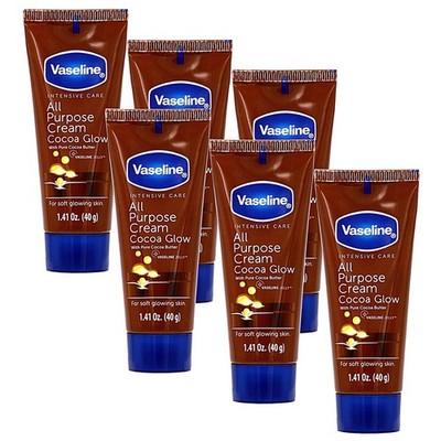 Vaseline All Purpose Cream Cocoa Glow, with 1.41 Fl Oz (Pack of 6), white 