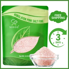 Himalayan Pink Salt, Fine Grain, 16 Oz (1 Pound), Pink Himalayan Sea Salt, Non-g