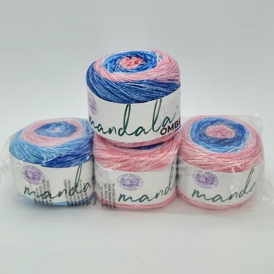 (4 Pack) Lion Brand Yarn 551-208 Mandala Gradient Worsted Yarn, PURE Pink/Blue