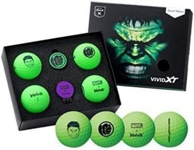 Volvik x Marvel Hulk Vivid XT Golf Ball Gift Set Rare Discontinued 4Piece Marker