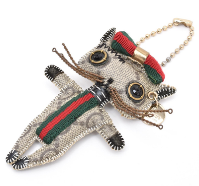 GUCCI Christina Gattori Cat Bag Charm Key ring chain GG Supreme