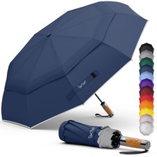 Royal Walk Windproof Folding Travel Umbrella Compact and Strong L, Dark Blue