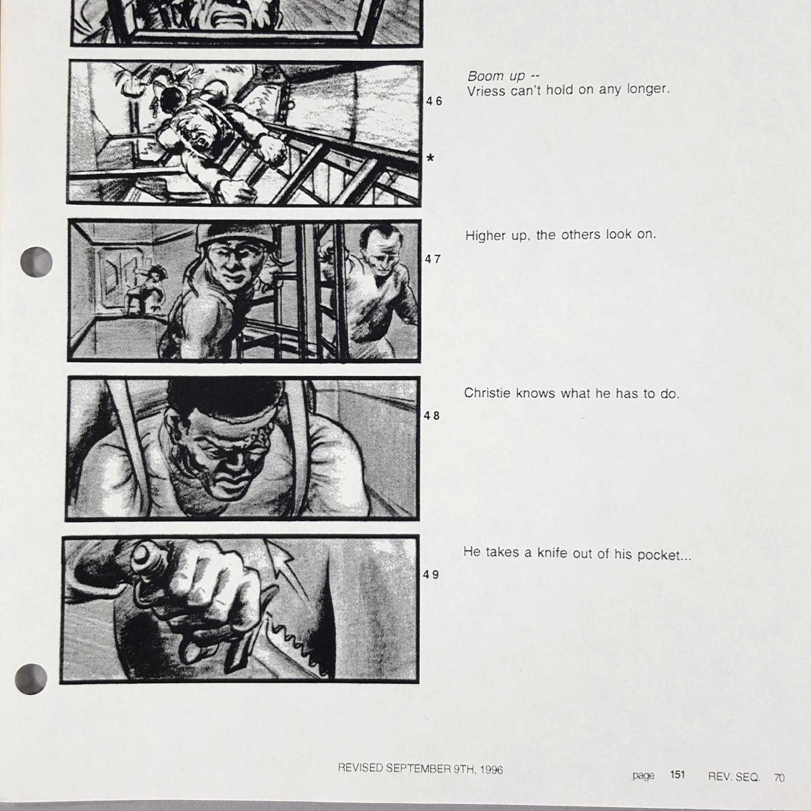 Image 4 of Alien: Resurrection - Production Used Storyboard, Crew Climbs Ladder, Movie Prop