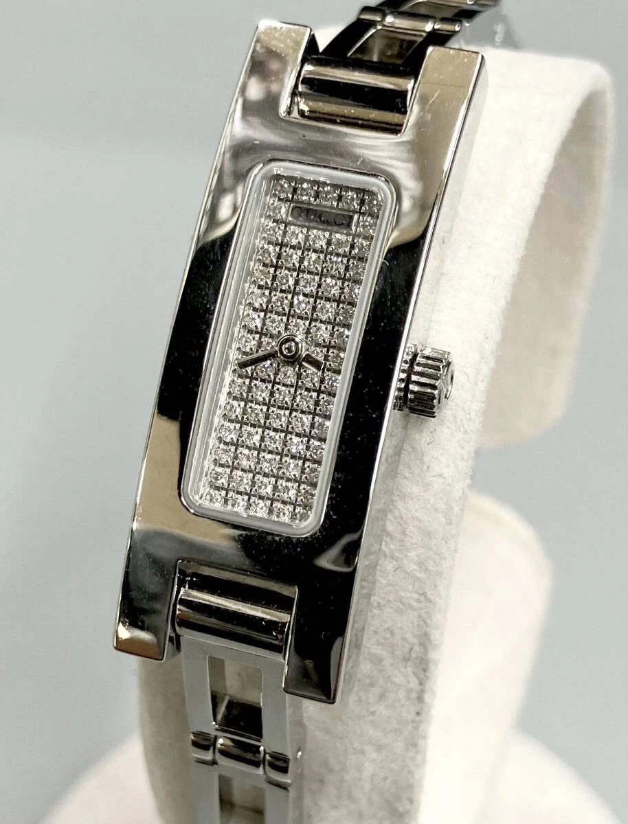 Orologio GUCCI 3900L Quarzo Strass Usatoato Quadr