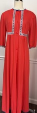 Vtg Circa Lorraine Robe Button Nightgown M Luminous Sheen Feminine Red Nylon