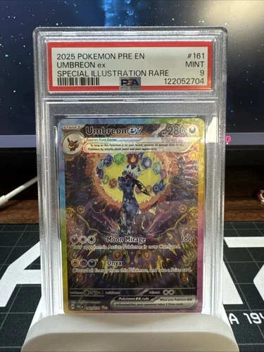 Pokémon Umbreon EX TCG Prismatic Evolutions Holo Card 161/131 PSA 9