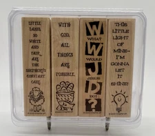 Vtg 2000 Stampin Up Little Inspirations 4 Wood Mounted Rubber Stamps Christian