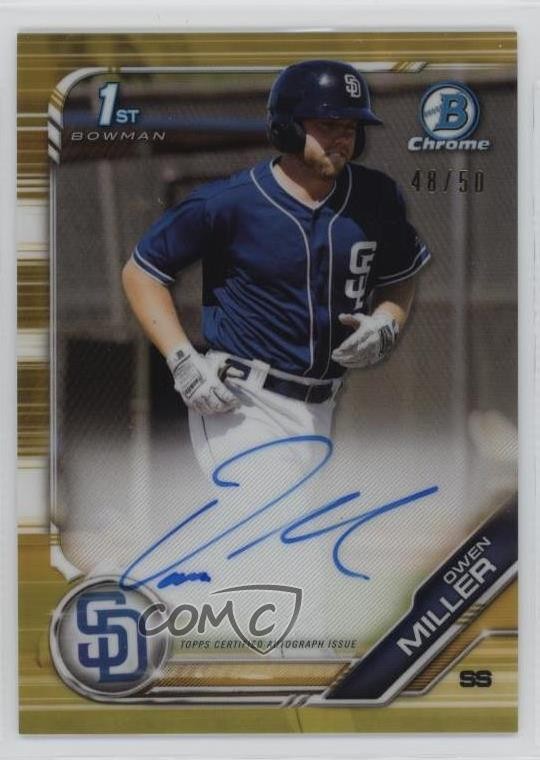 2019 Bowman Chrome Prospects Gold Refractor 48/50 Owen Miller #CPA-OM Auto 01nw