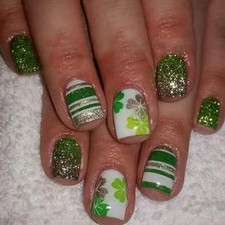 St. Patrick's Day Press on Nails Short Fake Nails Square False Nails Style 26