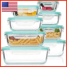 Vtopmart 8 Pack Glass Food Storage Containers Airtight Lids Glass Meal Prep