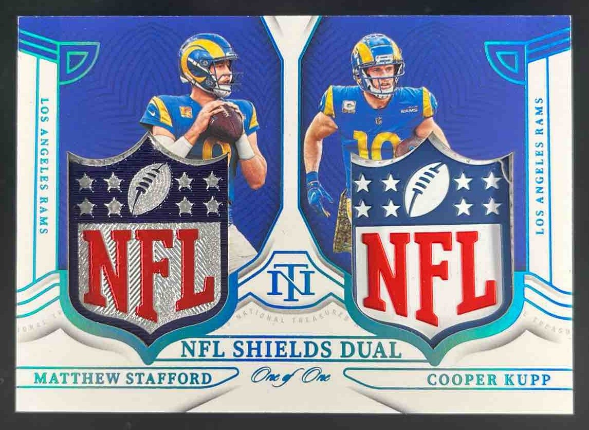 2022 Panini National Treasures Matthew Stafford Cooper Kupp NFL Shields Dual 1/1