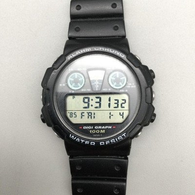 Vintage Casio 828 DGW-30 Mens Watch 39mm Black Digi Graph Digital