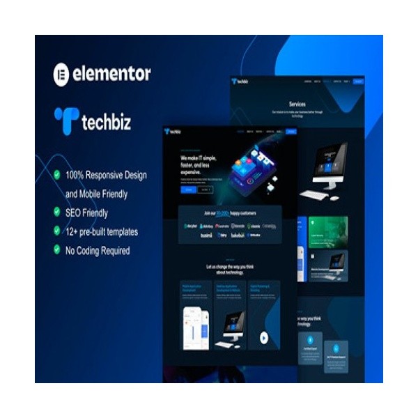 ⭐ TechBiz – Tech Company Elementor Pro Template Kit ✅ GPL - Multi-sitios | Ac...