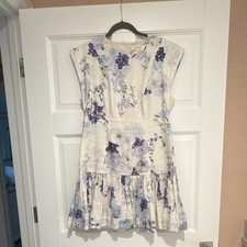 Zimmermann White Purple Floral Sleeveless Crew Neck Mini Dress Size 3