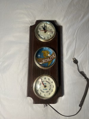 Vintage Schlitz Beer Lighted Sign Clock & Tide Clock Adverting
