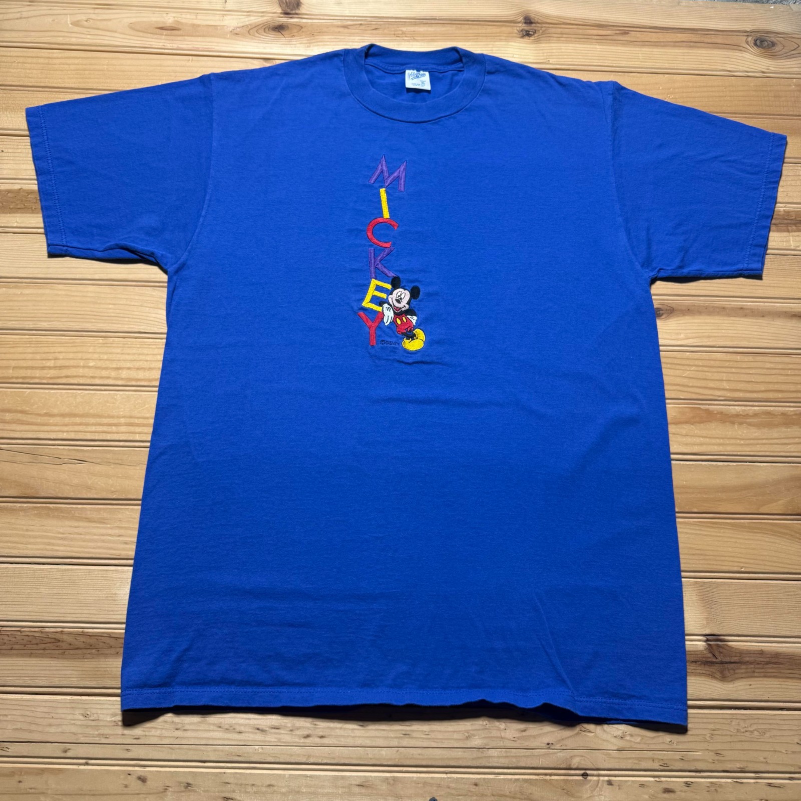 Vintage 90s Mickey Mouse Embroidered Disney Cartoon Graphic T-Shirt USA - XL