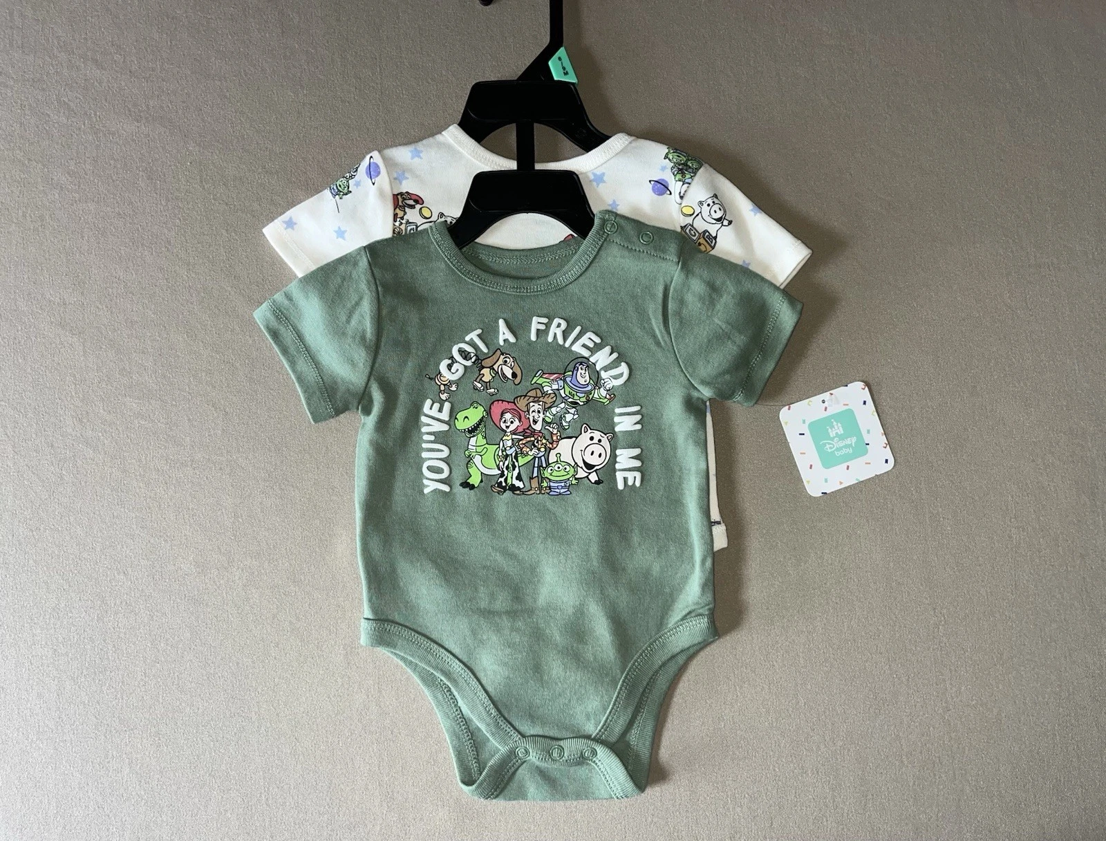TWO Baby Unisex 6-9 Months Disney Toy Story Short-Sleeve Creepers, New with Tags