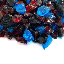 Red Blue Black 1/2" - 1" Premium Large Fire Glass for Fireplace and Fire Pit