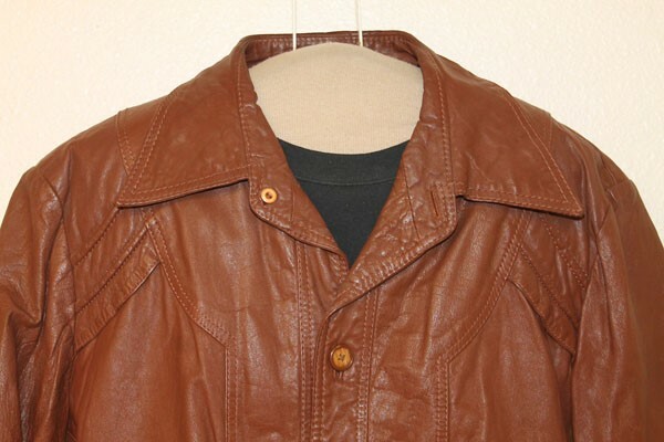 MENS WILSONS VINTAGE CINNAMON BROWN LEATHER JACKET SZ 46 image 2