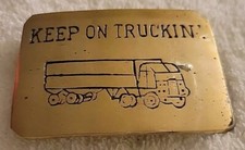 Vintage 1970s Baron Buckles Keep On Truckin Solid Brass Belt Buckle