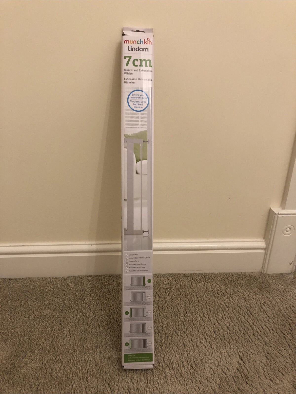 Lindam 7cm Universal Pressure Fit Safety stairs Gate Extension - White