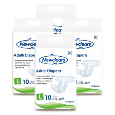 Newclears Adult Diapers with Tabs for Men Women Incontinent Absorbent, L, 40ct