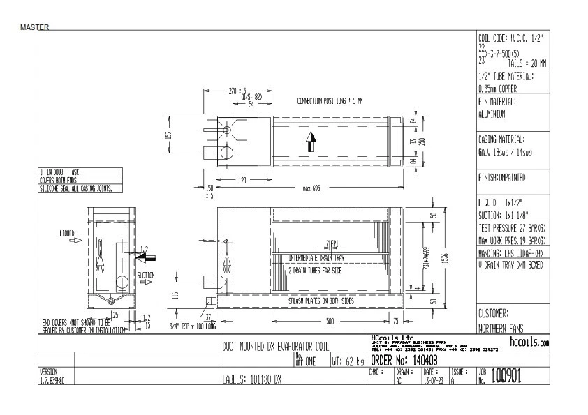 Single Stage DX 37kw heating and 19.5 kw cooling coil - Image 2 of 2