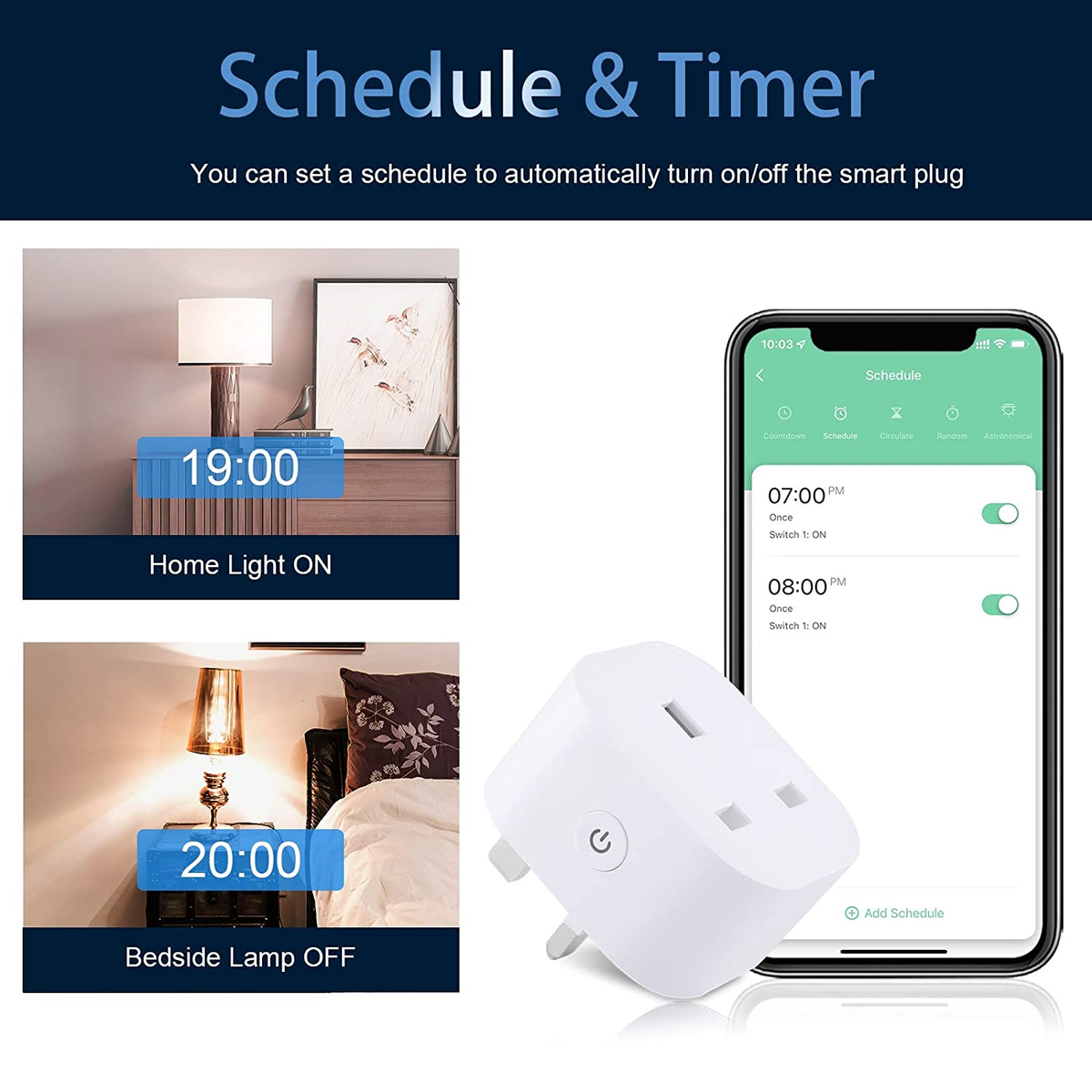 ANTELA Smart Plug WiFi 16A 3680W met 1 Stopcontact, 2 USB A 1 USB C