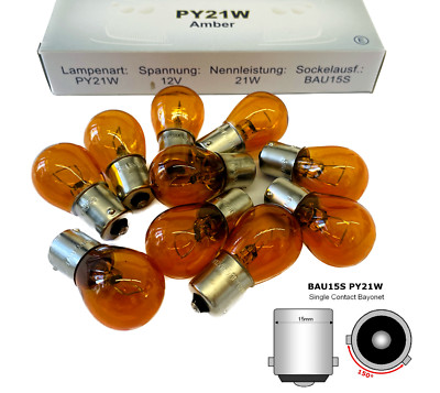 10 x BAU15S PY21W Lampen 21W 12V Birne Glühlampe Kugellampe Blinker Super