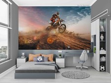 3D People Motorcycle Sand Sky Wallpaper Mural Photo Wallpaper Wall Sticker