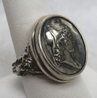 VINTAGE STERLING SILVER CLASSICAL PRINCE PARIS CAMEO RING SIZE 10.5