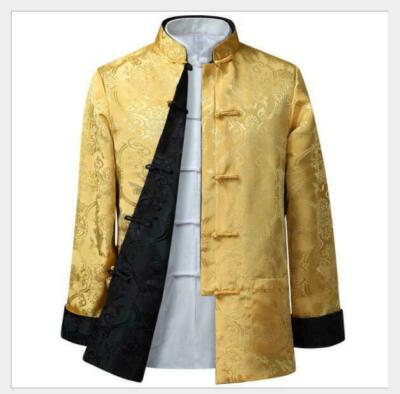 Men's Chinese Traditional Tang Suit Long Sleeve Coats Leisure Jacket Print Tops